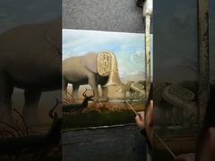 ক্যানভাস ওয়াল আর্টে বিমূর্ত রঙিন হাতির চিত্রকর্ম